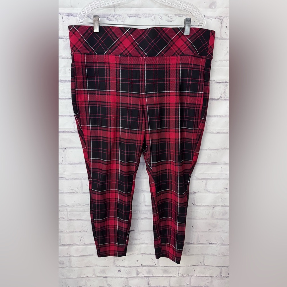 Torrid Pixie Pant Red Black Plaid Stretch Size‎ 2X 18-20 Pull On New W Tag